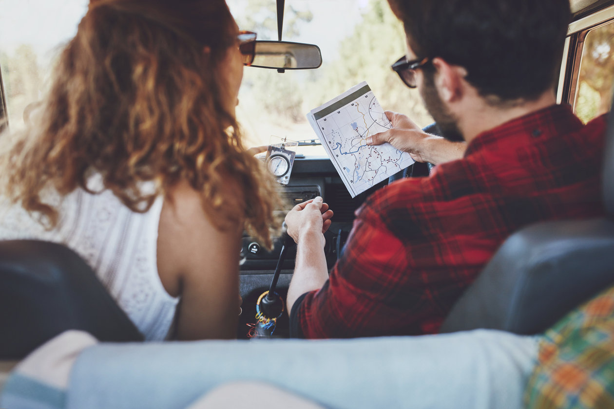 Couple in the front seat of the car