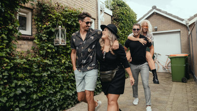 4 young people heading out together